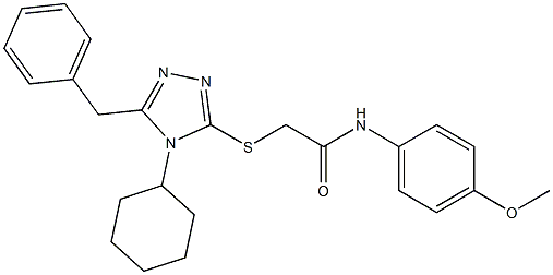 2-[(5-benzyl-4-cyclohexyl-4H-1,2,4-triazol-3-yl)sulfanyl]-N-(4-methoxyphenyl)acetamide Struktur