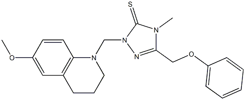 2-[(6-methoxy-3,4-dihydro-1(2H)-quinolinyl)methyl]-4-methyl-5-(phenoxymethyl)-2,4-dihydro-3H-1,2,4-triazole-3-thione Struktur