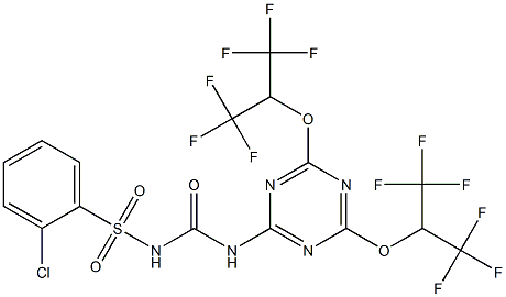 2-[({[(2-chlorophenyl)sulfonyl]amino}carbonyl)amino]-4,6-bis[2,2,2-trifluoro-1-(trifluoromethyl)ethoxy]-1,3,5-triazine Struktur