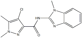 4-chloro-1,5-dimethyl-N-(1-methyl-1H-benzimidazol-2-yl)-1H-pyrazole-3-carboxamide Struktur