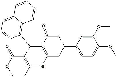 methyl 7-[3,4-bis(methyloxy)phenyl]-2-methyl-4-naphthalen-1-yl-5-oxo-1,4,5,6,7,8-hexahydroquinoline-3-carboxylate Struktur