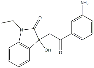 3-[2-(3-aminophenyl)-2-oxoethyl]-1-ethyl-3-hydroxy-1,3-dihydro-2H-indol-2-one Struktur