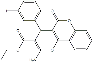 ethyl 2-amino-4-(3-iodophenyl)-5-oxo-4H,5H-pyrano[3,2-c]chromene-3-carboxylate Struktur