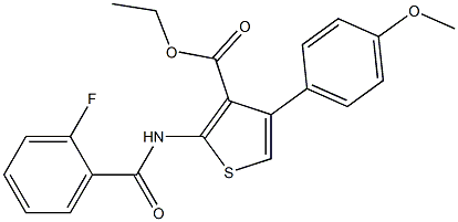 ethyl 2-[(2-fluorobenzoyl)amino]-4-(4-methoxyphenyl)-3-thiophenecarboxylate Struktur