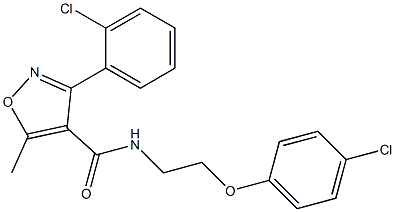 N-[2-(4-chlorophenoxy)ethyl]-3-(2-chlorophenyl)-5-methyl-4-isoxazolecarboxamide Struktur