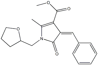 methyl 4-benzylidene-2-methyl-5-oxo-1-(tetrahydro-2-furanylmethyl)-4,5-dihydro-1H-pyrrole-3-carboxylate Struktur