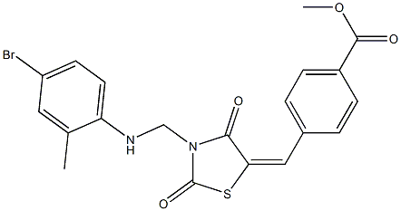 methyl 4-({3-[(4-bromo-2-methylanilino)methyl]-2,4-dioxo-1,3-thiazolidin-5-ylidene}methyl)benzoate Struktur