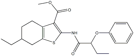 methyl 6-ethyl-2-[(2-phenoxybutanoyl)amino]-4,5,6,7-tetrahydro-1-benzothiophene-3-carboxylate Struktur