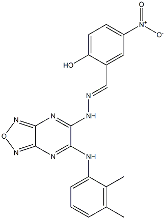 2-hydroxy-5-nitrobenzaldehyde [6-(2,3-dimethylanilino)[1,2,5]oxadiazolo[3,4-b]pyrazin-5-yl]hydrazone Struktur