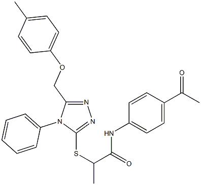 N-(4-acetylphenyl)-2-({5-[(4-methylphenoxy)methyl]-4-phenyl-4H-1,2,4-triazol-3-yl}sulfanyl)propanamide Struktur