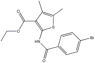 ethyl 2-[(4-bromobenzoyl)amino]-4,5-dimethyl-3-thiophenecarboxylate Struktur