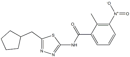 N-[5-(cyclopentylmethyl)-1,3,4-thiadiazol-2-yl]-3-nitro-2-methylbenzamide Struktur