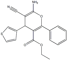 ethyl 6-amino-5-cyano-2-phenyl-4-(3-thienyl)-4H-pyran-3-carboxylate Struktur