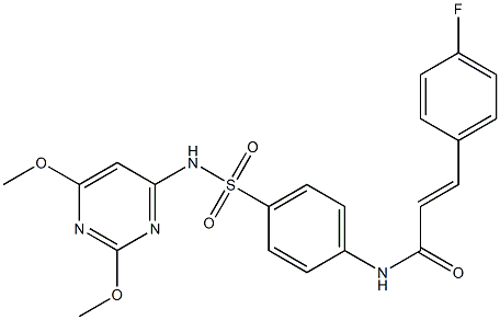 (E)-N-(4-{[(2,6-dimethoxy-4-pyrimidinyl)amino]sulfonyl}phenyl)-3-(4-fluorophenyl)-2-propenamide Struktur