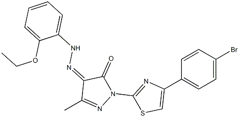 1-[4-(4-bromophenyl)-1,3-thiazol-2-yl]-3-methyl-1H-pyrazole-4,5-dione 4-[N-(2-ethoxyphenyl)hydrazone] Struktur