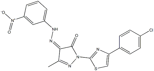 1-[4-(4-chlorophenyl)-1,3-thiazol-2-yl]-3-methyl-1H-pyrazole-4,5-dione 4-[N-(3-nitrophenyl)hydrazone] Struktur