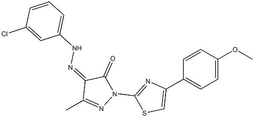 1-[4-(4-methoxyphenyl)-1,3-thiazol-2-yl]-3-methyl-1H-pyrazole-4,5-dione 4-[N-(3-chlorophenyl)hydrazone] Struktur