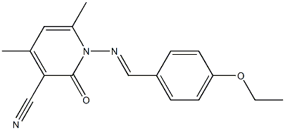 1-{[(E)-(4-ethoxyphenyl)methylidene]amino}-4,6-dimethyl-2-oxo-1,2-dihydro-3-pyridinecarbonitrile Struktur