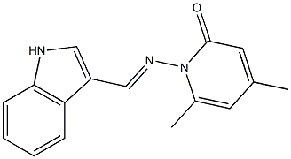 1-{[(E)-1H-indol-3-ylmethylidene]amino}-4,6-dimethyl-2(1H)-pyridinone Struktur