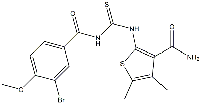 2-({[(3-bromo-4-methoxybenzoyl)amino]carbothioyl}amino)-4,5-dimethyl-3-thiophenecarboxamide Struktur