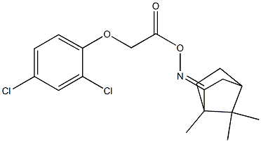 N-{[2-(2,4-dichlorophenoxy)acetyl]oxy}-N-(1,7,7-trimethylbicyclo[2.2.1]hept-2-ylidene)amine Struktur