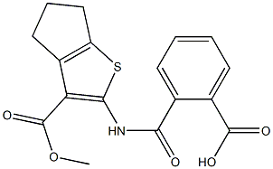 2-({[3-(methoxycarbonyl)-5,6-dihydro-4H-cyclopenta[b]thiophen-2-yl]amino}carbonyl)benzoic acid Struktur