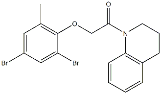 2-(2,4-dibromo-6-methylphenoxy)-1-[3,4-dihydro-1(2H)-quinolinyl]-1-ethanone Struktur