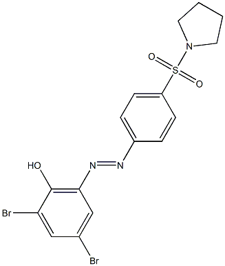 2,4-dibromo-6-{(E)-2-[4-(1-pyrrolidinylsulfonyl)phenyl]diazenyl}phenol Struktur