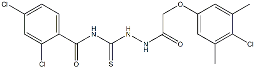 2,4-dichloro-N-({2-[2-(4-chloro-3,5-dimethylphenoxy)acetyl]hydrazino}carbothioyl)benzamide Struktur