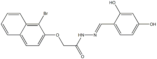 2-[(1-bromo-2-naphthyl)oxy]-N'-[(E)-(2,4-dihydroxyphenyl)methylidene]acetohydrazide Struktur