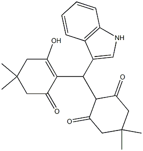 2-[(2-hydroxy-4,4-dimethyl-6-oxo-1-cyclohexen-1-yl)(1H-indol-3-yl)methyl]-5,5-dimethyl-1,3-cyclohexanedione Struktur