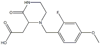 2-[1-(2-fluoro-4-methoxybenzyl)-3-oxo-2-piperazinyl]acetic acid Struktur