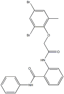 2-{[2-(2,4-dibromo-6-methylphenoxy)acetyl]amino}-N-phenylbenzamide Struktur