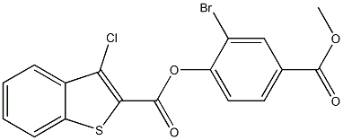 2-bromo-4-(methoxycarbonyl)phenyl 3-chloro-1-benzothiophene-2-carboxylate Struktur