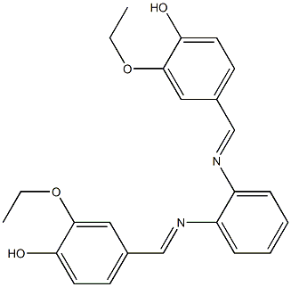 2-ethoxy-4-{[(2-{[(E)-(3-ethoxy-4-hydroxyphenyl)methylidene]amino}phenyl)imino]methyl}phenol Struktur