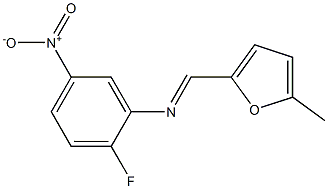 N-(2-fluoro-5-nitrophenyl)-N-[(E)-(5-methyl-2-furyl)methylidene]amine Struktur