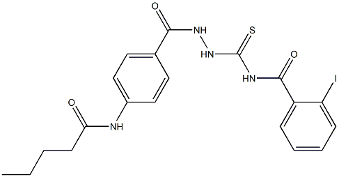 2-iodo-N-({2-[4-(pentanoylamino)benzoyl]hydrazino}carbothioyl)benzamide Struktur