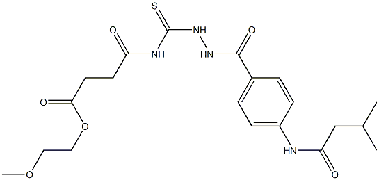 2-methoxyethyl 4-{[(2-{4-[(3-methylbutanoyl)amino]benzoyl}hydrazino)carbothioyl]amino}-4-oxobutanoate Struktur