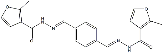 2-methyl-N'-[(E)-(4-{[(E)-2-(2-methyl-3-furoyl)hydrazono]methyl}phenyl)methylidene]-3-furohydrazide Struktur