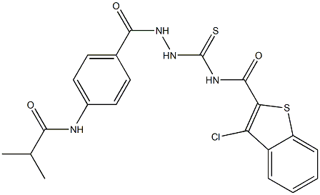 3-chloro-N-({2-[4-(isobutyrylamino)benzoyl]hydrazino}carbothioyl)-1-benzothiophene-2-carboxamide Struktur