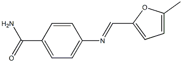 4-{[(E)-(5-methyl-2-furyl)methylidene]amino}benzamide Struktur