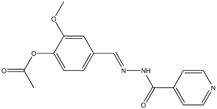 4-{[(E)-2-isonicotinoylhydrazono]methyl}-2-methoxyphenyl acetate Struktur