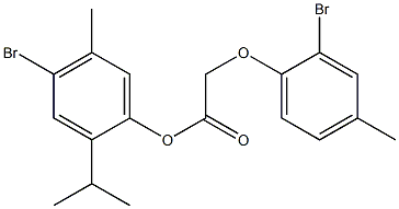 4-bromo-2-isopropyl-5-methylphenyl 2-(2-bromo-4-methylphenoxy)acetate Struktur