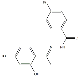 4-bromo-N'-[(E)-1-(2,4-dihydroxyphenyl)ethylidene]benzohydrazide Struktur