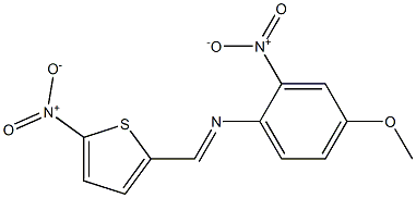 N-(4-methoxy-2-nitrophenyl)-N-[(E)-(5-nitro-2-thienyl)methylidene]amine Struktur