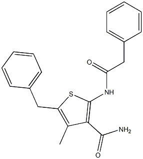 5-benzyl-4-methyl-2-[(2-phenylacetyl)amino]-3-thiophenecarboxamide Struktur