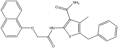 5-benzyl-4-methyl-2-{[2-(1-naphthyloxy)acetyl]amino}-3-thiophenecarboxamide Struktur