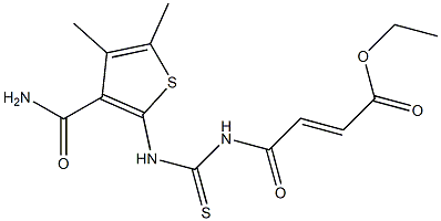 ethyl (E)-4-[({[3-(aminocarbonyl)-4,5-dimethyl-2-thienyl]amino}carbothioyl)amino]-4-oxo-2-butenoate Struktur