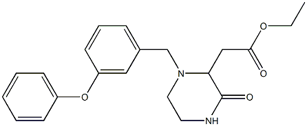 ethyl 2-[3-oxo-1-(3-phenoxybenzyl)-2-piperazinyl]acetate Struktur