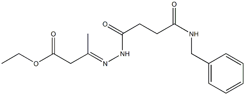 ethyl 3-{(E)-2-[4-(benzylamino)-4-oxobutanoyl]hydrazono}butanoate Struktur